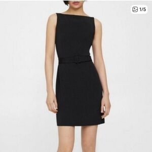 Theory Black Sneath Belted Dress